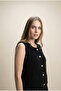 Gold Buttoned Women's Knit Vest - 100% Cotton - 3