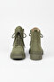 Real Leather Green Suede Women's Boots – Thick Sole, Lace-Up, Zippered, Casual Comfortable Boots - 4