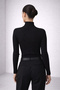 Black Turtleneck Super Thin 100% Organic Cotton Women's Knitwear Sweater - 4