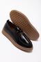 Women's Black Genuine Leather Laced Orthopedic Ballerinas