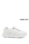 Women's White Padded Sole Lace-Up Genuine Leather Sneakers - 6
