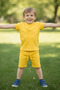 Children's Set - Button Detailed Summer Set for Girls and Boys, Unisex Yellow Children's Top and Bottom Set - 7