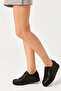 Women's Charcoal Lace-Up Padded Sole Genuine Leather Sneakers - 7