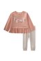 Rabbit Printed Skirt with Ruffled Leggings Set for 1-6 Year Olds - 2