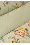 100% Cotton Satin Flores Double Duvet Cover Set Light Green (200x220 cm) - 3