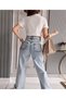 Sufle Light Blue Snow Wash Lycra Super High Waist Loose Leg Denim Palazzo Trousers - 4