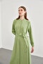 Hakim Collar Belted Long Green Dress 0400 - 4