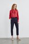 High Waist Fabric Navy Blue Trousers 0200 - 2