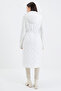 Hooded Long Quilted Inflatable Ecru Vest 0060 - 6