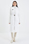 Hooded Long Quilted Inflatable Ecru Vest 0060