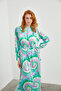Patterned Long Green Dress 0400 - 2