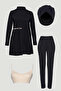 Seashell Detailed Full Covered Hijab Swimsuit Black Beach Wear 0014 - 3
