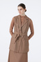 Double-Breasted Collar, Belt and Pocket Detailed Combination Tan Suit 1693 - 5
