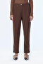 Elastic Waist Button Detailed Cigarette Brown Trousers 0251