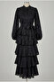 Buttoned, Embroidered, Belted, Layered, Premium Design Dress with Elastic Waist Detail - 6