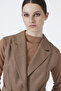 Double-Breasted Collar, Belt and Pocket Detailed Combination Tan Suit 1693 - 4