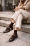Victoria Shiny Patent Leather Brown Buckle Women's Ballerinas – Casual Stylish Mary Jane Shoes - 4