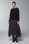 Belt Detailed Patterned Skirt Blouse Skirt Black Double Set E-0522