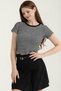 Ribbed Lycra Crop Bady Blouse – Striped Crew Neck, Stretchy Fabric, Casual & Stylish Combination T-Shirt - 2