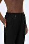 Elastic Waist Button Detailed Cigarette Black Trousers 0251 - 4