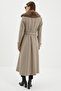 Fur Detailed Double Breasted Collar Cashmere Mink Coat 13114 - 7