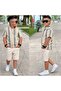 Eid Holiday Boys' Summer Cotton Knitwear Iran Patterned Shorts and Shirt Set - 5