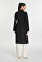 Double Breasted Collar Epaulet Detailed Belted Black Trench Coat 13758 - 6