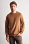 Brown Long Sleeve Crew Neck Plain Cotton Comfort Fit Sweatshirt 1013255150