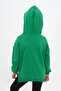 Girl's Oversized Hooded Drawstring Low Shoulder Embroidered Printed Slit Sweatshirt - 2 Yarns - 5