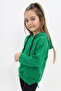 Girl's Oversized Hooded Drawstring Low Shoulder Embroidered Printed Slit Sweatshirt - 2 Yarns - 4