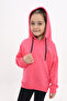 Girl's Oversized Hooded Drawstring Low Shoulder Embroidered Printed Slit Sweatshirt - 2 Yarns