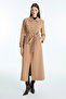 Belted Trench Coat with Button and Zipper Detail Camel 13928 - 3
