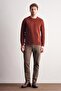 Red Long Sleeve Crew Neck Plain Cotton Comfort Fit Sweatshirt 1013255150 - 2