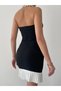 White Ruffle Detailed Strapless Neckline Mini Premium Dress - 4