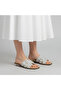 3 cm Low Heeled Beige Color Stylish Women's Slippers with Rhinestones - 8