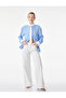 Viscose Fabric Long Sleeve Striped Shirt with Belt Detail - 2