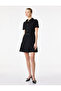 Slim Fit Short Sleeve Shirt Collar Buttoned Mini Dress with Metal Accessories