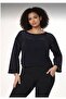 Navy Blue Spanish Sleeve Openwork Women's Knitwear Crop - 5