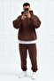 Men's Soft Textured Oversized Kangaroo Pocket Hooded Tracksuit Set - Home Wear