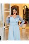 Éclore - Tulle Sleeve & Draped Chiffon Cape Detail Jumpsuit Evening Dress - 2