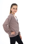 Girl's V-Neck Buttoned Off-Shoulder Knitted School Cardigan - 2 Yarns - 3