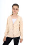Girl's V-Neck Buttoned Off-Shoulder Knitted School Cardigan - 2 Yarns