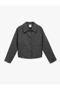 Pocketed Buttoned Long Sleeve Short Melton Jacket - 4
