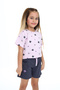 Girl's 2-Piece Set Printed Crew Neck T-Shirt & Pocket Shorts with Elastic Waist - 4