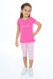 Girl's 2-Piece Set Printed Crew Neck T-Shirt & Elastic Waist Crop Leggings