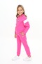 Girl's 2-Piece Set Printed College Collar Zippered Pocket Sweatshirt & Ribbed Waistband Jo - 2