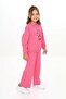 Girl's 2-Piece Set Printed Crew Neck Sweatshirt & Wide Leg Sweatpants with Elastic Waist - 2