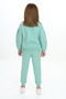 Girl's 2-Piece Set Embroidered Printed Stand Collar Zippered Sweatshirt & Ribbed Cuff with Pocket - 4