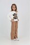 Girl's 2-Piece Set: Printed Crew Neck Sweatshirt & Elastic Waist with Pockets, Wide Leg Sweatpants