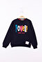 Girl's Relax Fit Crew Neck Printed Slit Sweatshirt - 2 Thread Count